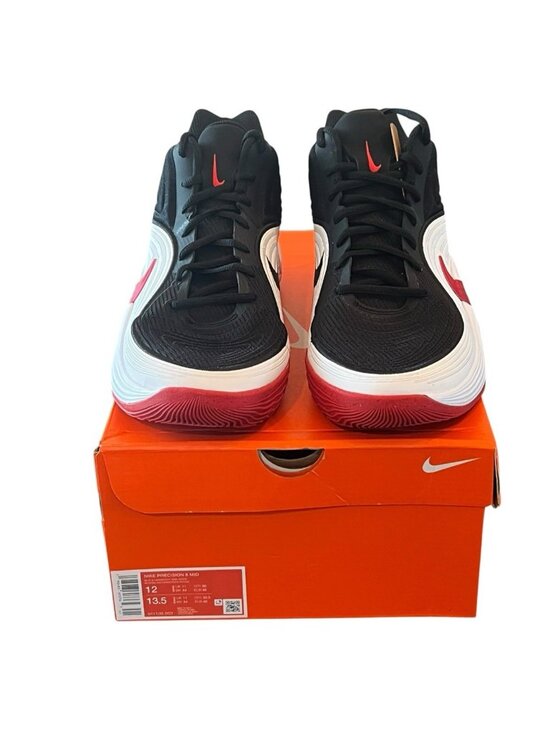 Nike Precision 8 Mid Black White University Red Men\'s Basketball Shoes Size 12 main image 7